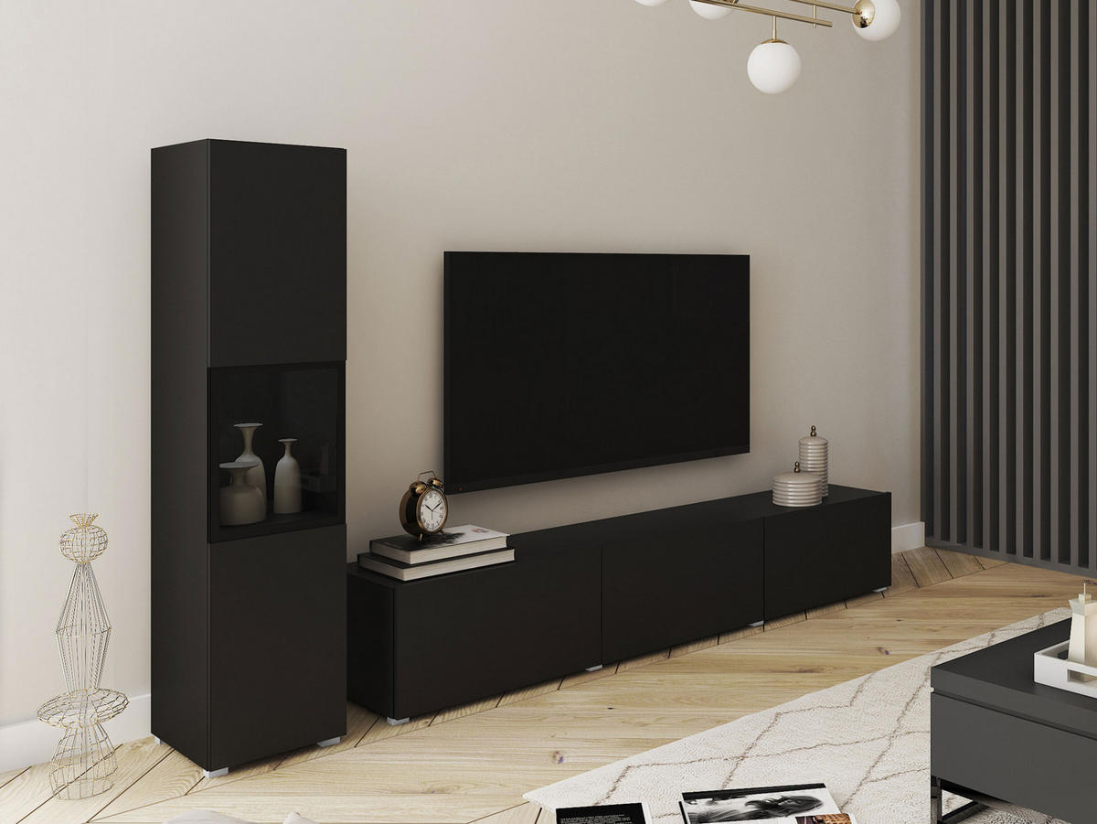 WOHNWAND Berlin I - Alufarben/Graphitfarben, Holzwerkstoff/Kunststoff (180/30/33cm) - MIRJAN24