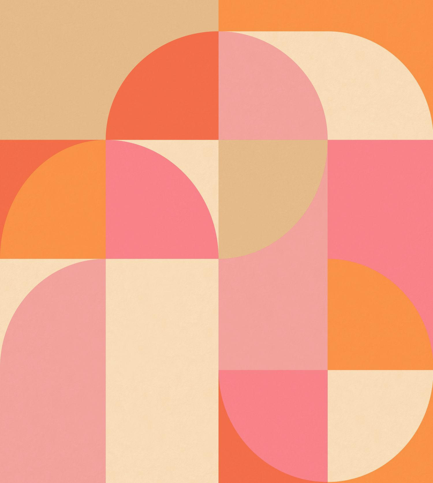 FOTOTAPETE Kreise im Bauhaus-Stil 2.5 x 2.79 m - Pink, Papier (250/279cm) - ESTAhome