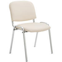 BESUCHERSTUHL Lederlook creme - Chromfarben/Creme, Textil/Metall (54/79/48cm) - CLP