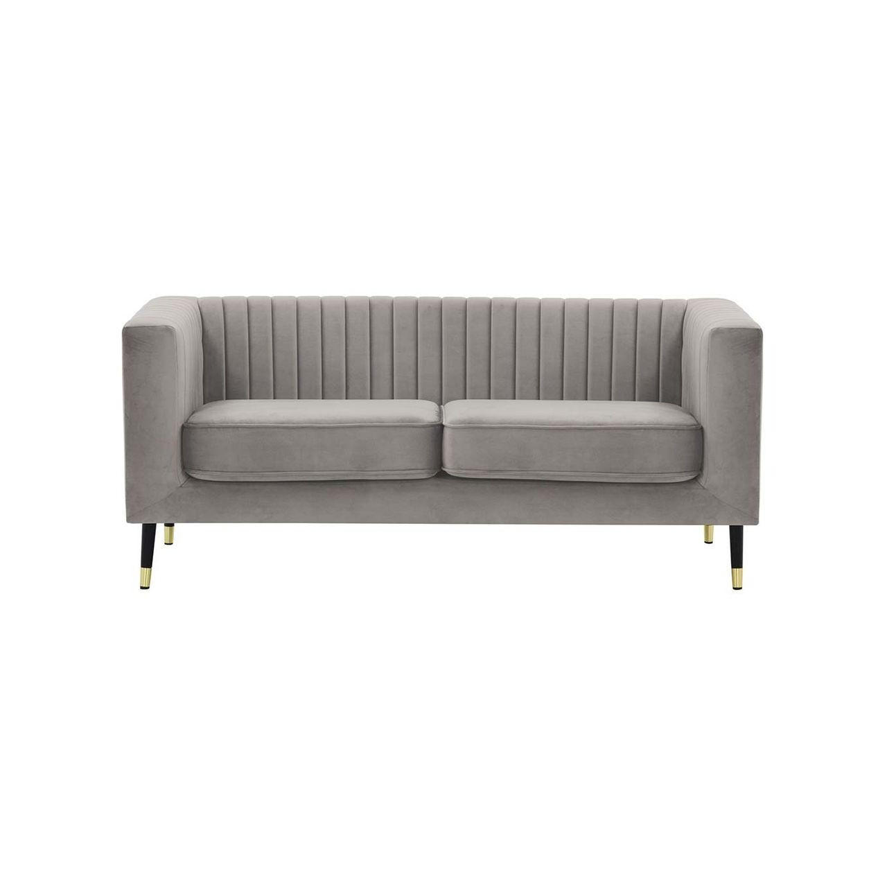 ZWEISITZER-SOFA Slender-Velluto 15 - Hellgrau, Holz/Textil (170/71/83cm) - SLF24