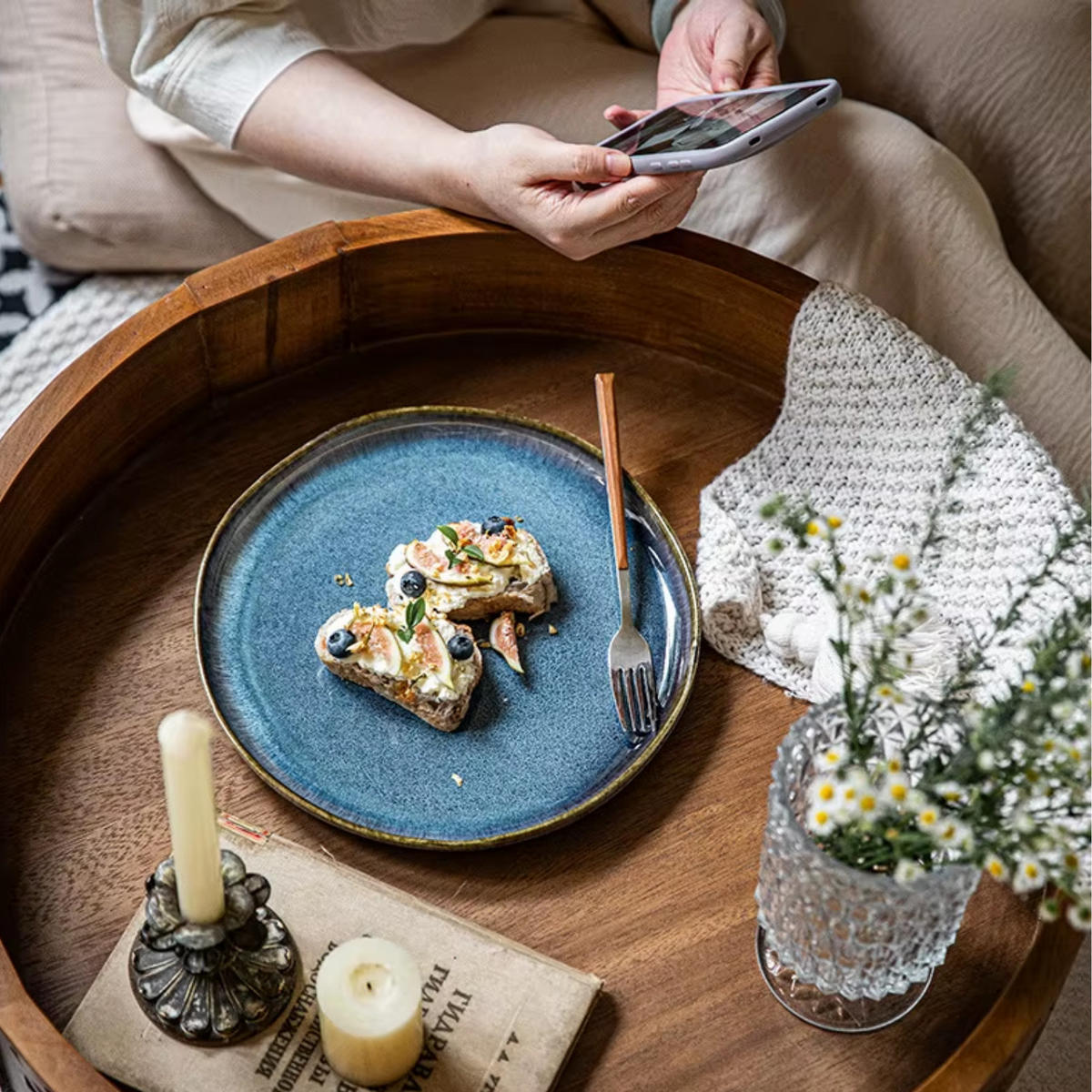 FRÜHSTÜCKSTELLER 6er-Set Keramik Blau 21,7 cm - Blaugrau, Keramik (21.7/1.5/21.7cm) - Quality Elegance