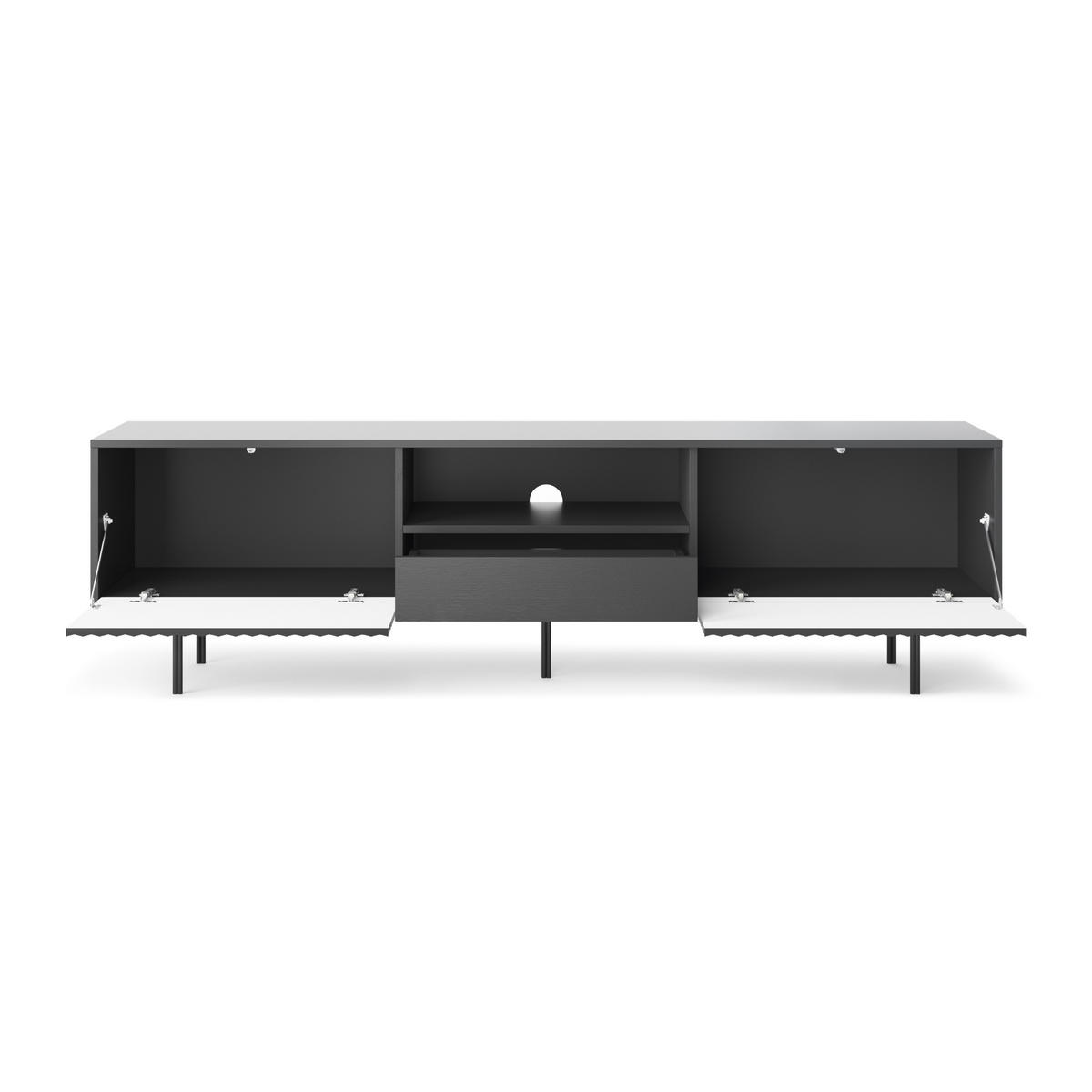 LOWBOARD NEROCCI 180x32x51 cm mit 1 Schubladen und 2 Türen Schwarz - Schwarz, Holzwerkstoff (180/51/32cm) - MASSENO