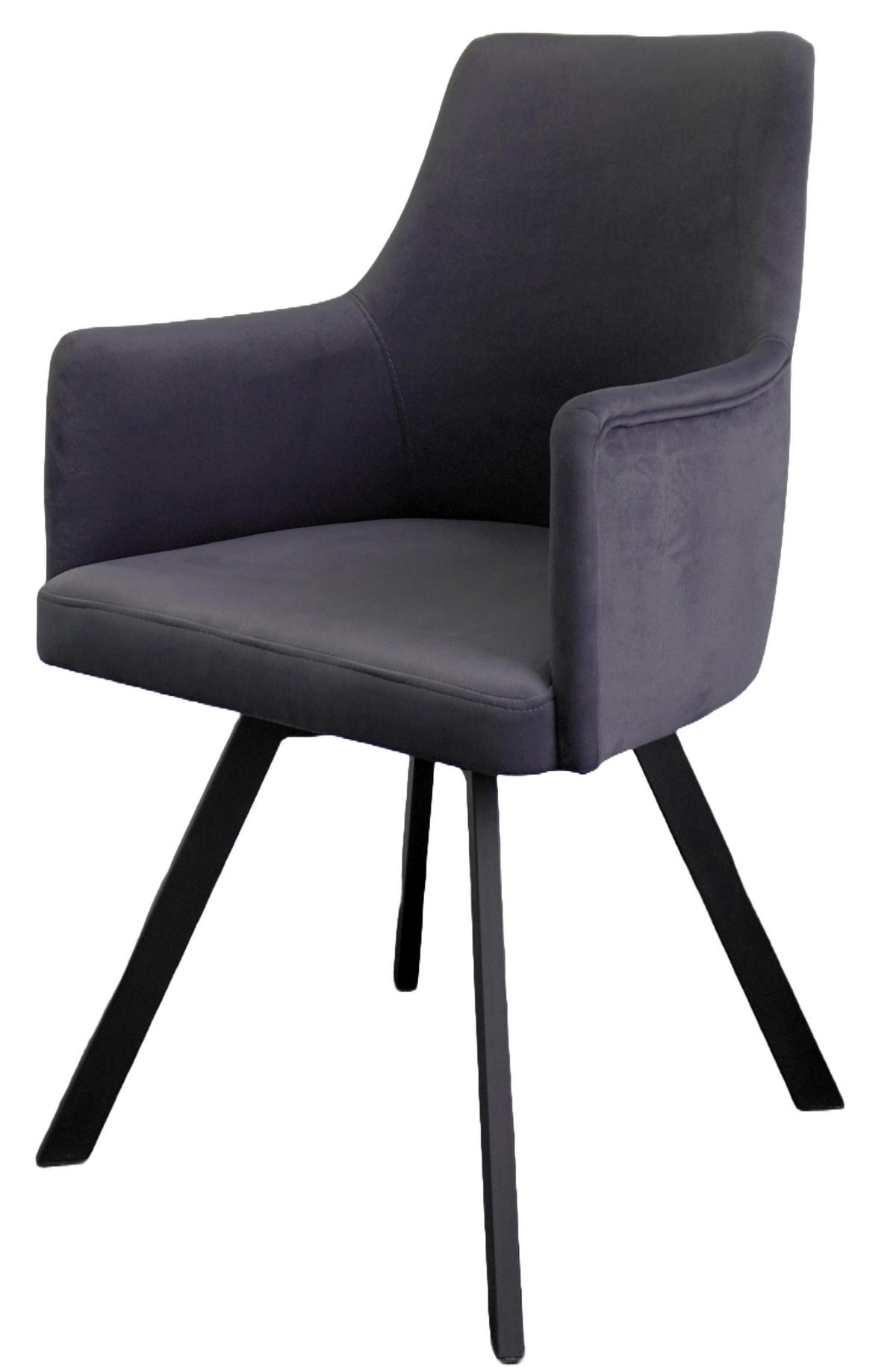 ARMLEHNENSTUHL Sello anthrazit mit T-Fuß drehbar - Anthrazit/Schwarz, Textil/Metall (55/90/58cm) - INKA furniture