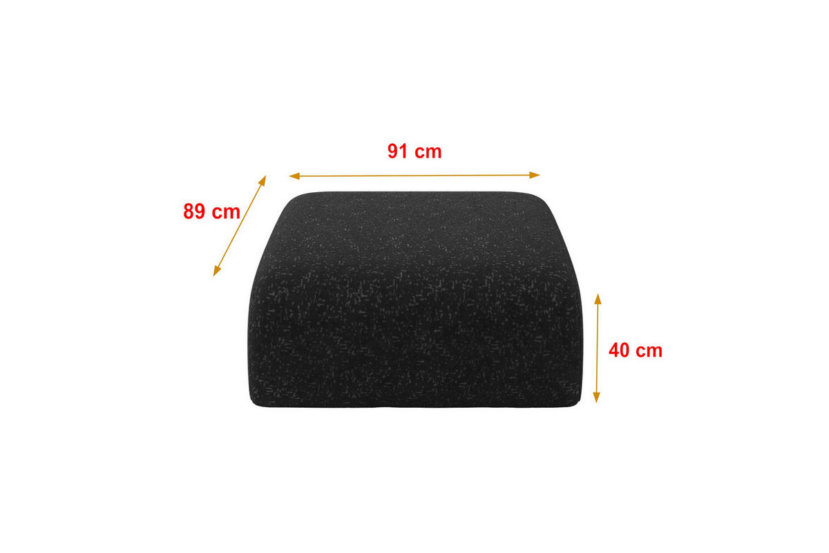 POUF MIRA-PUF 91x89x40 Schwarz cm Velours Modular Sitzhocker - Schwarz, Holzwerkstoff/Kunststoff (91/40/89cm) - ALTDECOR