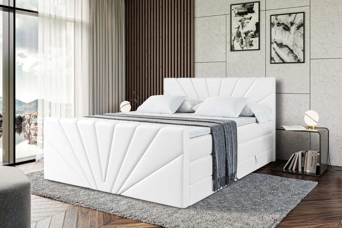 BOXSPRINGBETT MILTIO-Z KING - 140x200 - H3/H4 - Weiß Hochglanz - Weiß Hochglanz, Holzwerkstoff (140/200cm) - ALTDECOR