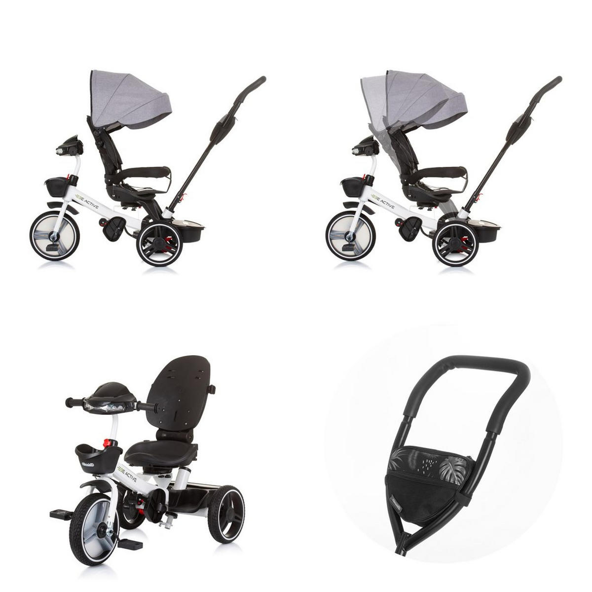DREIRAD Be Active 2 in 1 grau Sitz drehbar Musik Licht drehbar - Grau, Metall (117/50/96cm) - Chipolino
