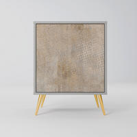 SIDEBOARD SCREEN ERROR, Grau, 57,5x42x75,5 cm, Goldfarbene Metallfüße - Goldfarben/Multicolor, Holzwerkstoff/Metall (57.5/75.5/42cm) - SpaceRebels
