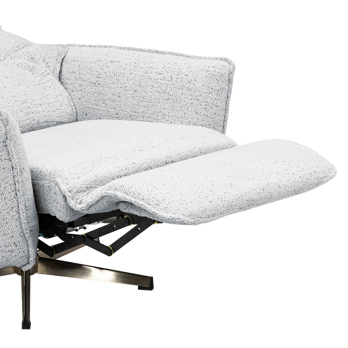 RELAXSESSEL - Bouclé / Eisen - Weiß / Schwarz - Silberfarben/Schwarz, Textil/Metall (81/112/80cm) - home24