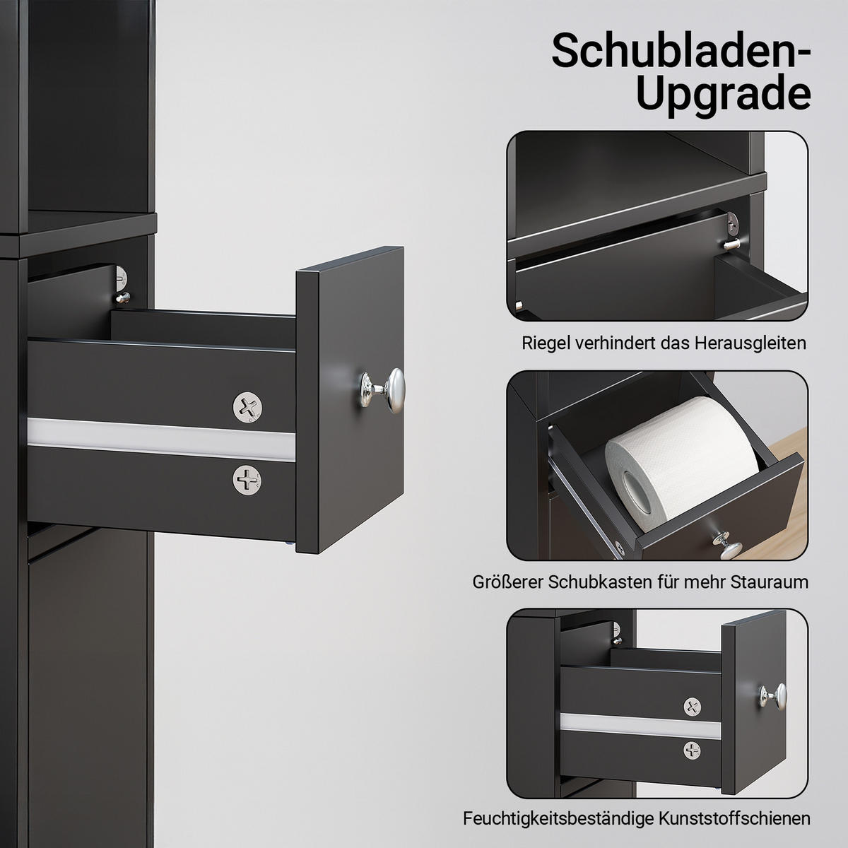 HOCHSCHRANK Schmal, Schwarz, 20x180x20cm - Schwarz, Holzwerkstoff (20/180/20cm) - SoBuy