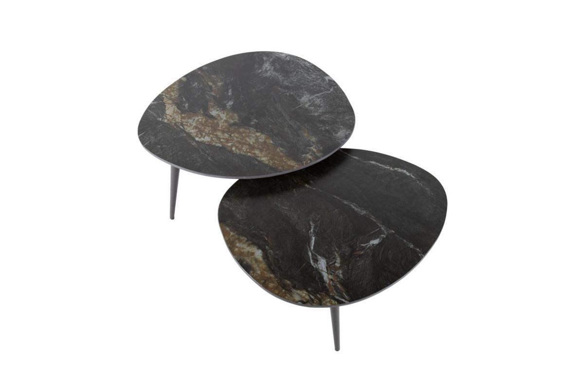 COUCHTISCH-SET PONTE Schwarz Keramik - Schwarz, Keramik/Metall (70/58/40cm) - KAWOLA