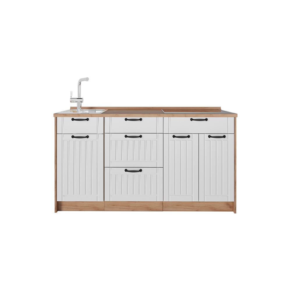 KUCHYNSKÝ BLOK Fame-Line, Biely vidiecky dom/Dub Goldkraft, 150 cm, AP Oak - biela/dub medový, kompozitné drevo (150/82/60cm) - Vicco
