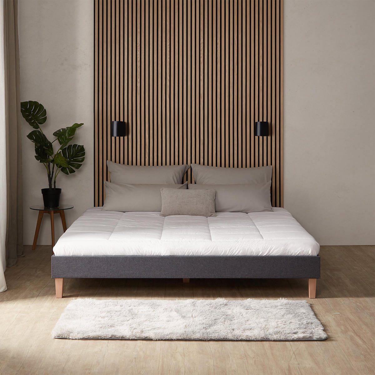 POLSTERBETT mit Lattenrost 180/200 cm in Grau - Grau, Textil (180/200cm) - Homestyle4u