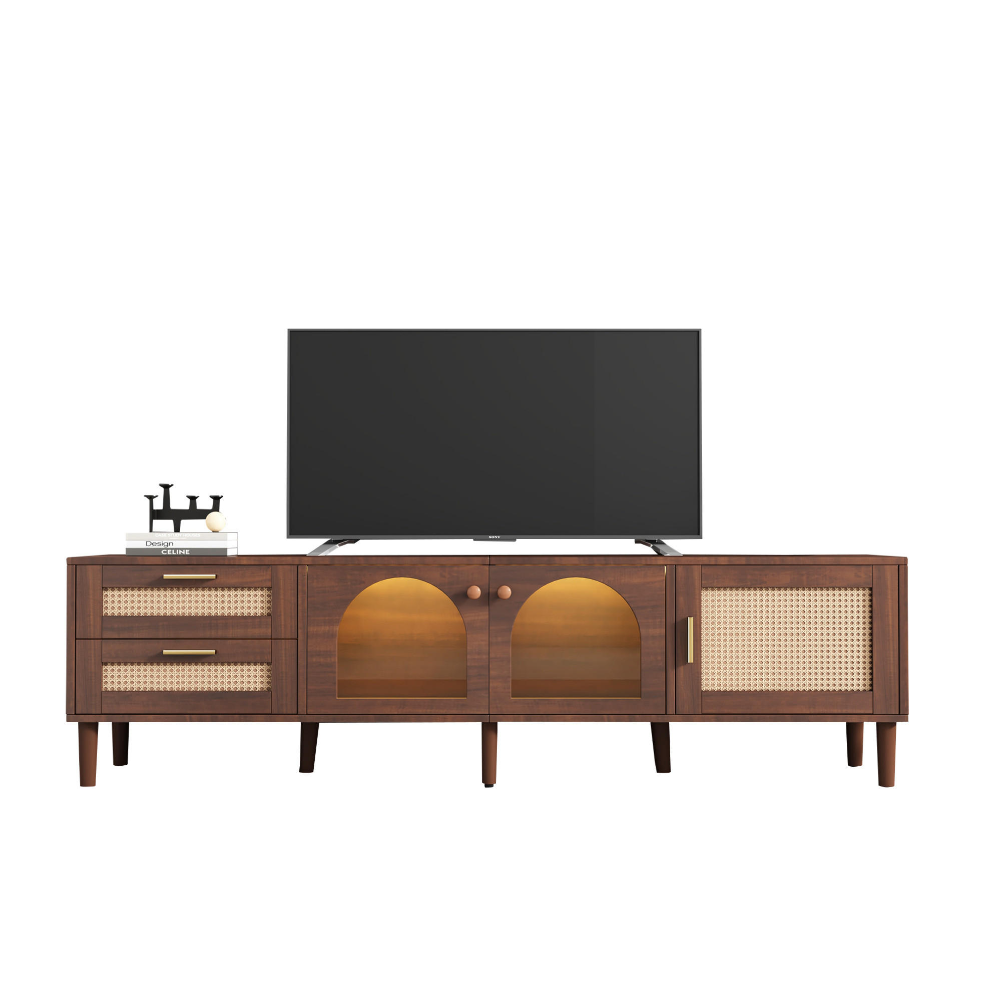 TV-ELEMENT mit LED 180 cm Braun Spanplatte 2 Schubladen 3 Türen - Braun, Holzwerkstoff (40/50/180cm) - Beauniv