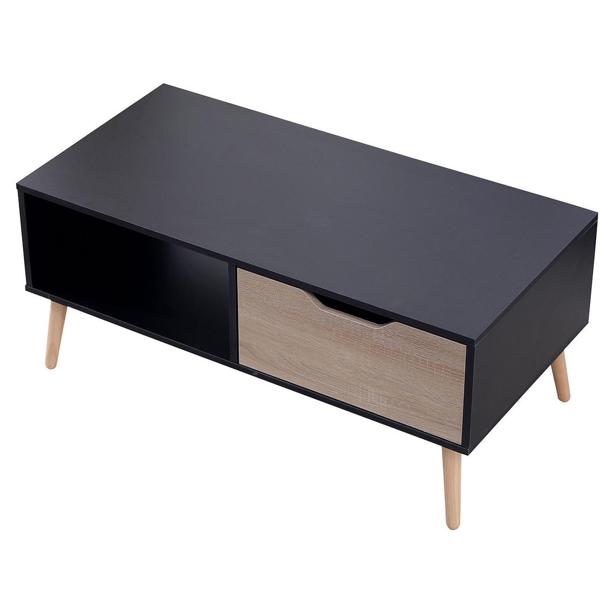 COUCHTISCH Freja Schwarz - Schwarz, Holzwerkstoff (100/49.5/43cm) - Happy Garden