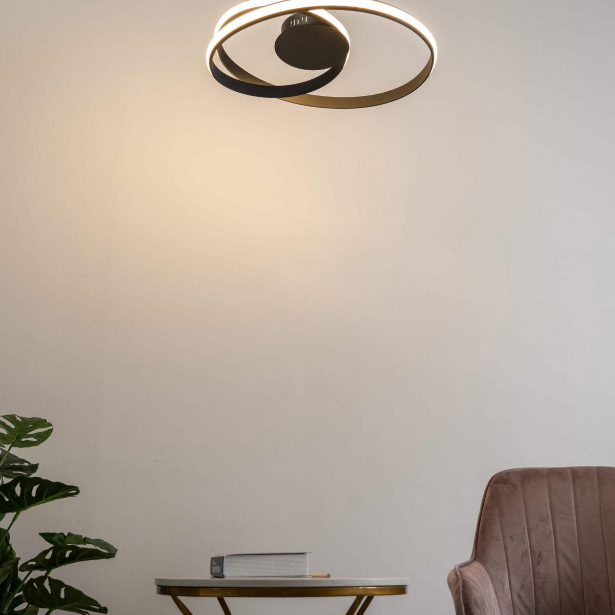 DECKENLEUCHTE Keane, Schwarz, 55cm - Schwarz, Metall (55/55/18cm) - KOSILUM