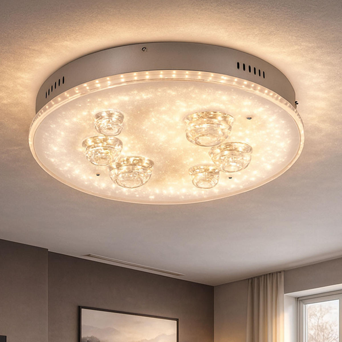 LED DECKENLEUCHTE Metall Silber - Silberfarben, Metall (43/43/12cm) - Globo Lighting