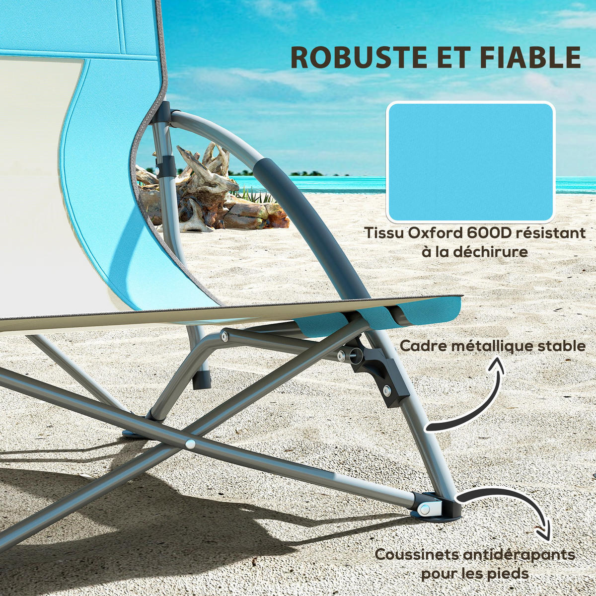 GARTENKLAPPSESSEL DE-15661 2er-Set, mit Getränkehalter & Tragetasche Blau - Blau, Metall (55/62/58cm) - ComfortXL