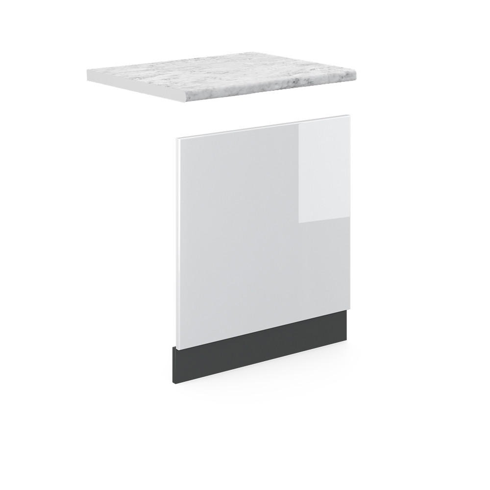 FRONTBLENDE R-Line Weiß Hochglanz 60 cm, AP Marmor - Weiß Hochglanz/Anthrazit, Holzwerkstoff (60/57.2/1.6cm) - Vicco