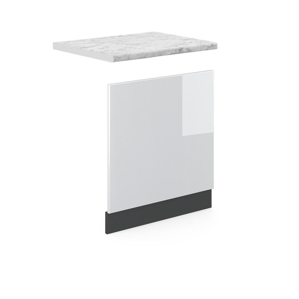 FRONTBLENDE R-Line Weiß Hochglanz 60 cm, AP Marmor - Weiß Hochglanz/Anthrazit, Holzwerkstoff (60/57.2/1.6cm) - Vicco