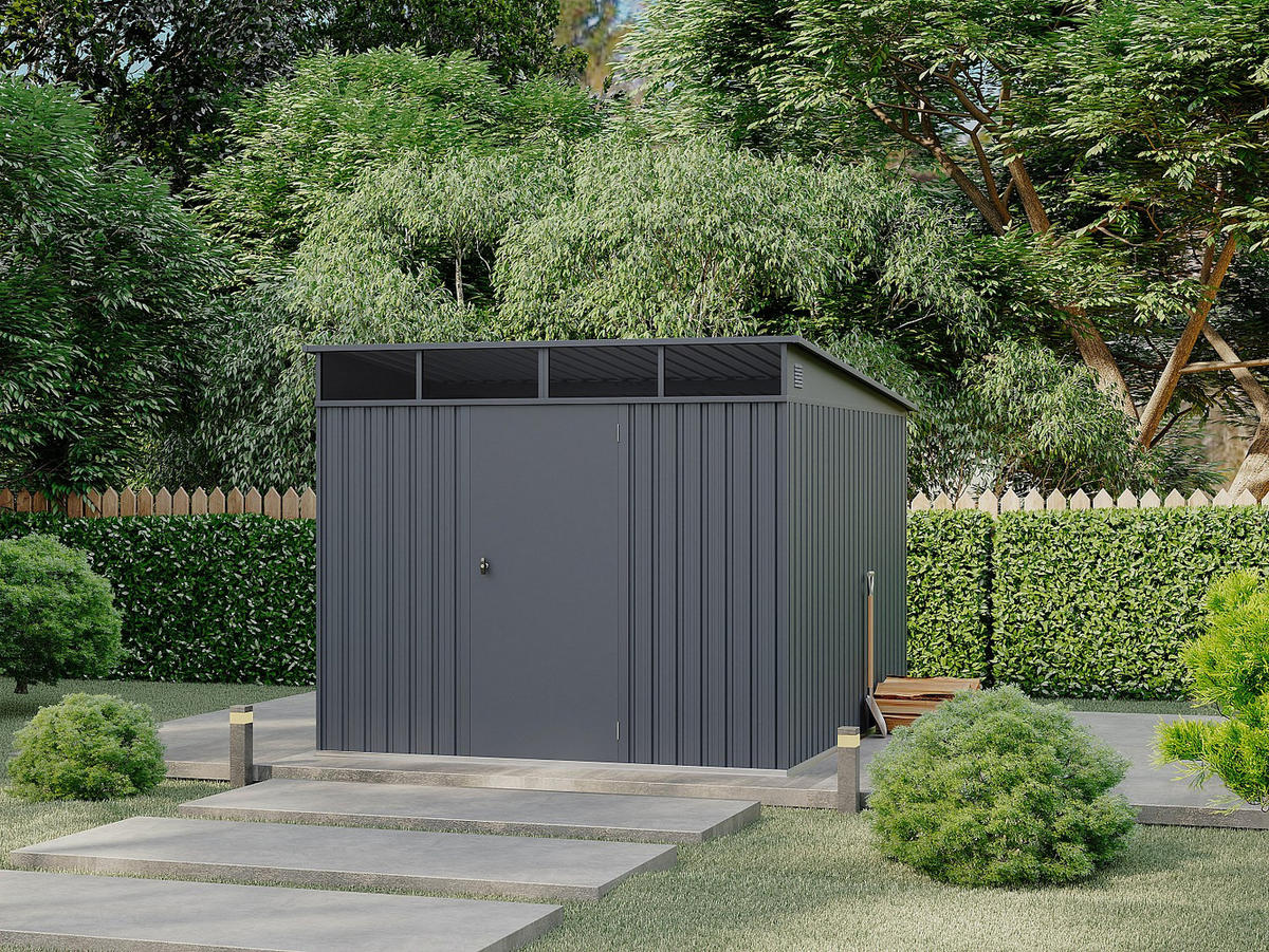 SCHREBERGARTENHAUS - 224 cm x 267 cm - metall - anthrazitgrau Clafton - Anthrazit, Metall (224/177/267cm) - Vente-Unique