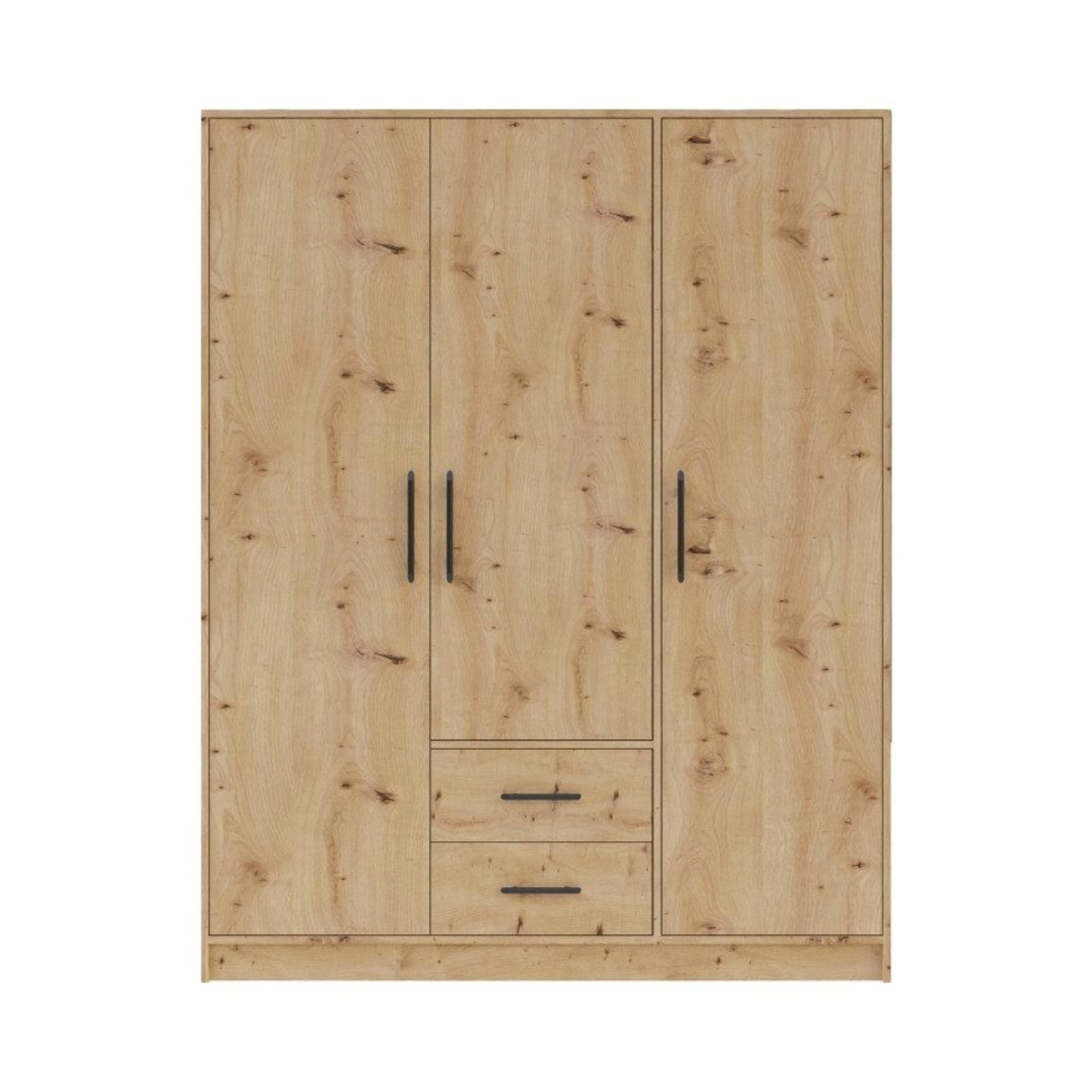 KLEIDERSCHRANK SAM SR2 3-türig 150 / 190 / 56 cm Eiche Artisan - Eiche Artisan, Holzwerkstoff (150/190/56cm) - Deine Möbel 24