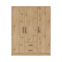 KLEIDERSCHRANK SAM SR2 3-türig 150 / 190 / 56 cm Eiche Artisan - Eiche Artisan, Holzwerkstoff (150/190/56cm) - Deine Möbel 24