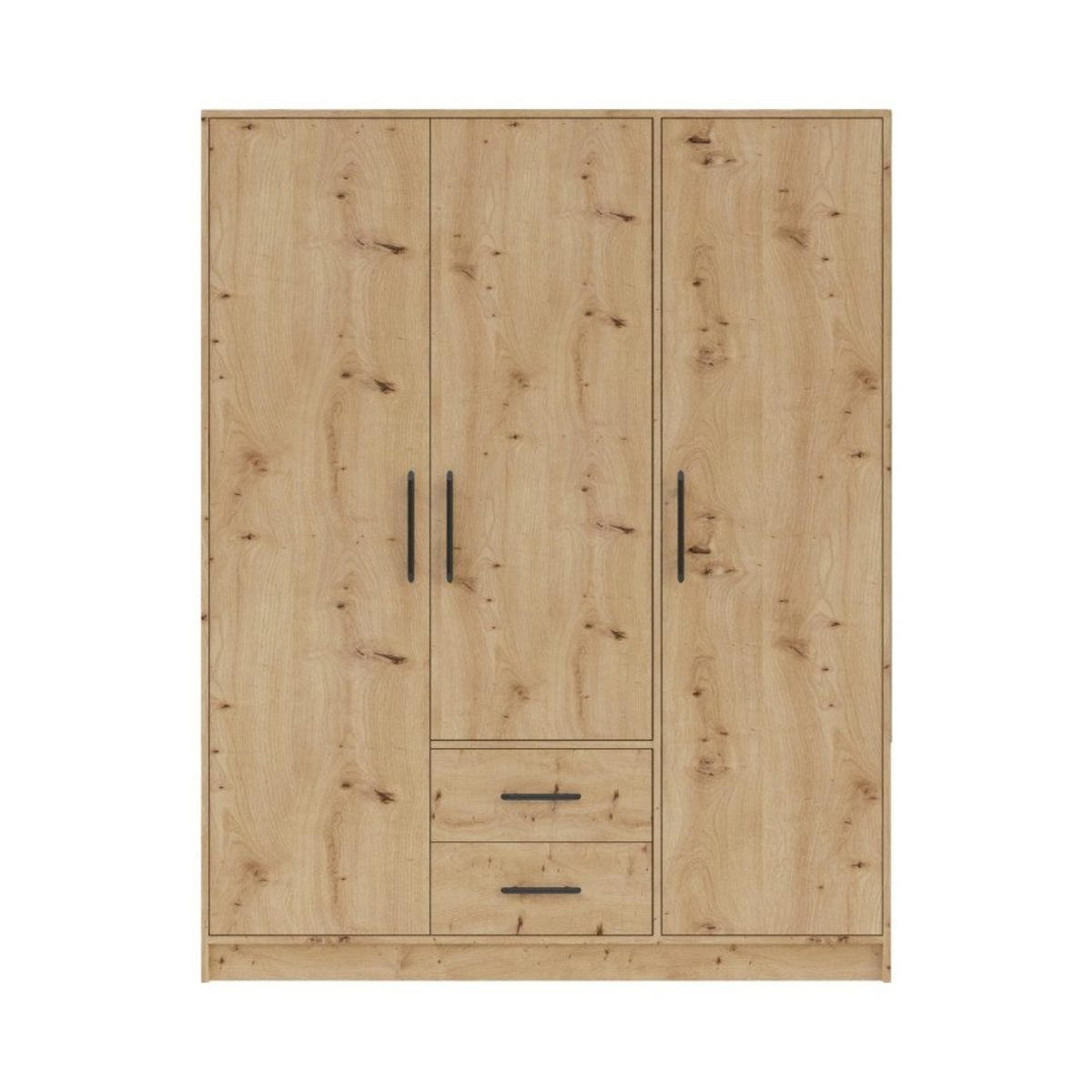 KLEIDERSCHRANK SAM SR2 3-türig 150 / 190 / 56 cm Eiche Artisan - Eiche Artisan, Holzwerkstoff (150/190/56cm) - Deine Möbel 24