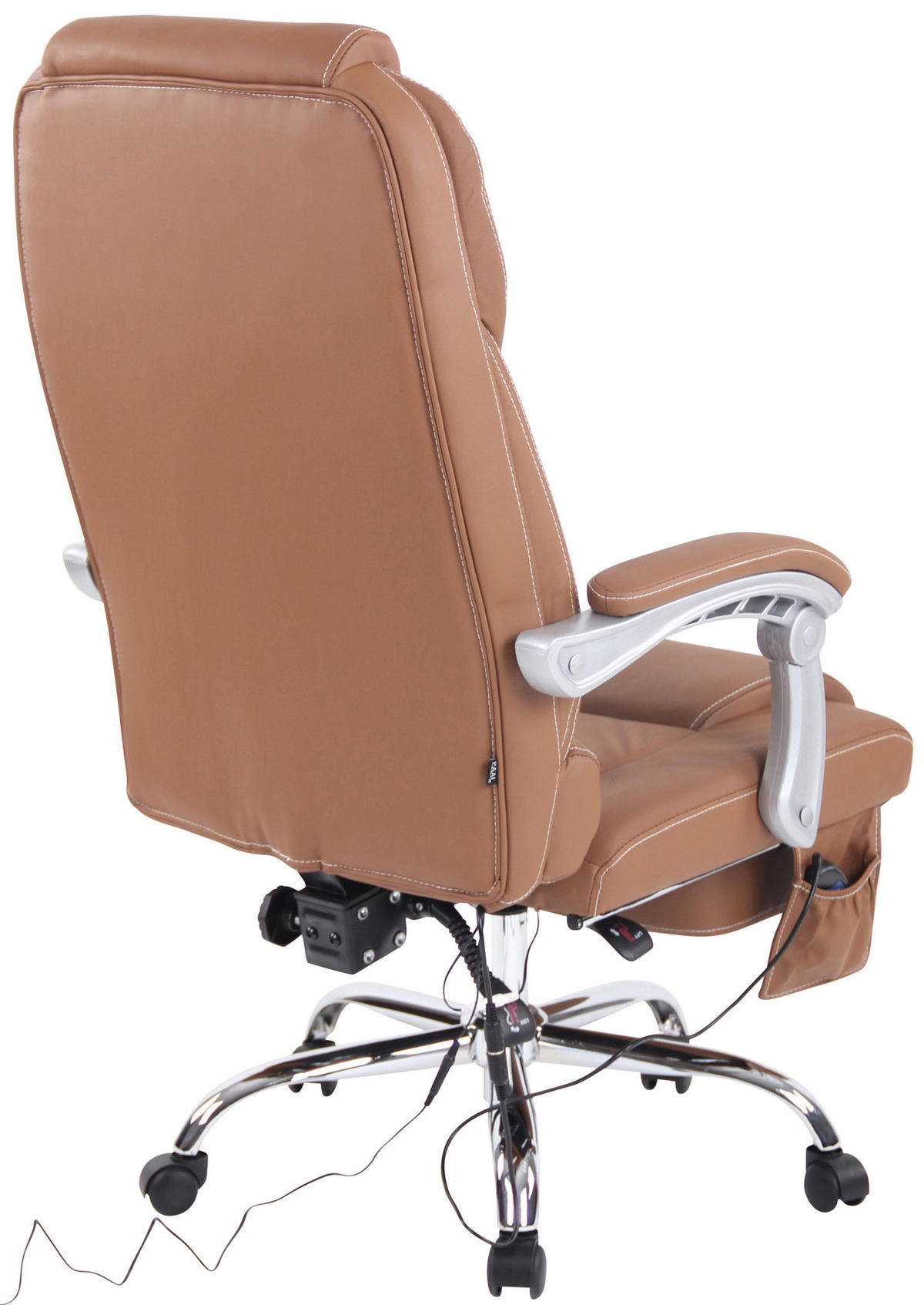 BÜROSTUHL Pacira, Echtleder mit Massagefunktion Hellbraun - Hellbraun, Leder/Metall (68/127/64cm) - TPFLiving