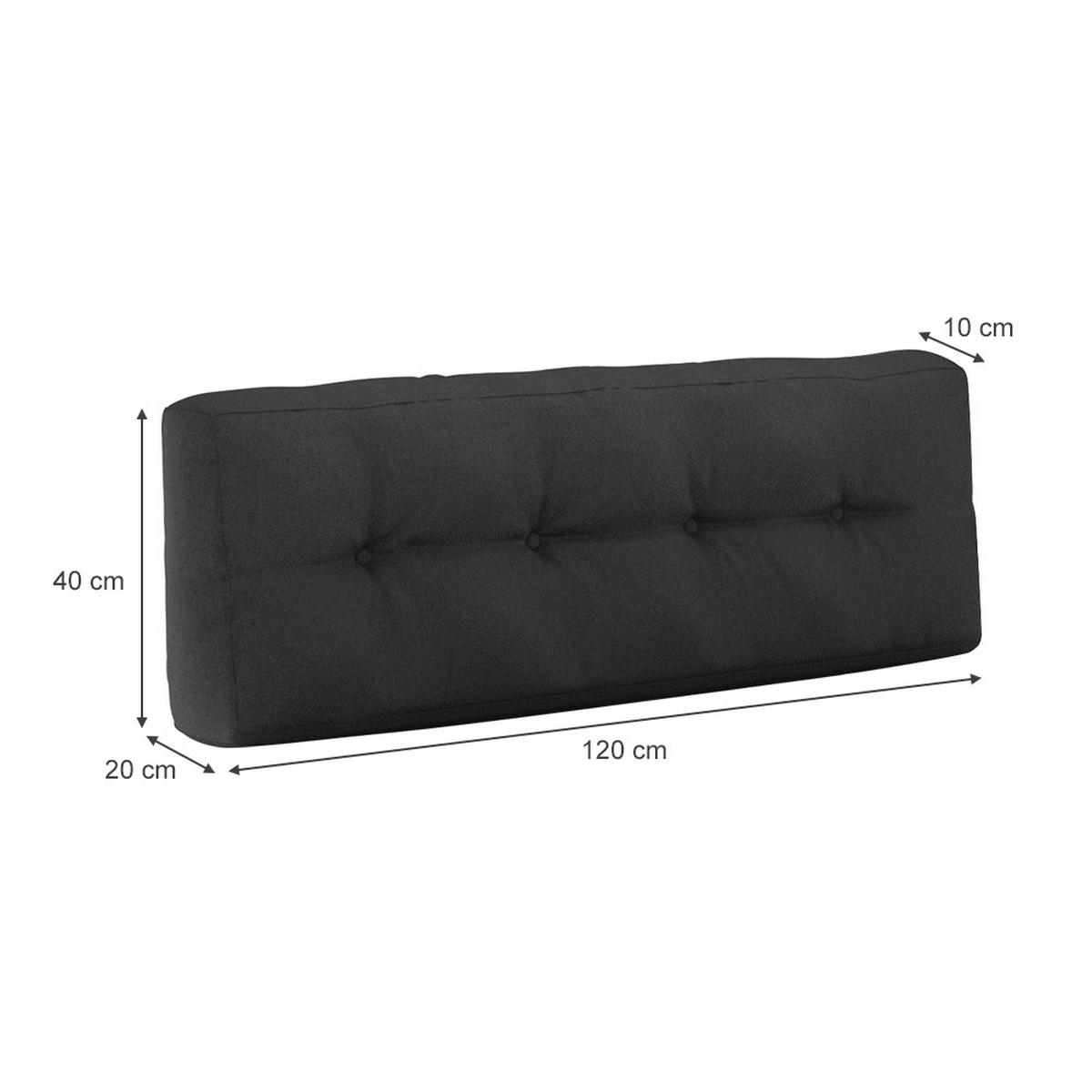 PALETTENKISSEN Anthrazit 120 x 40 cm für Rücken - Anthrazit, Textil (120/40/20cm) - Vicco
