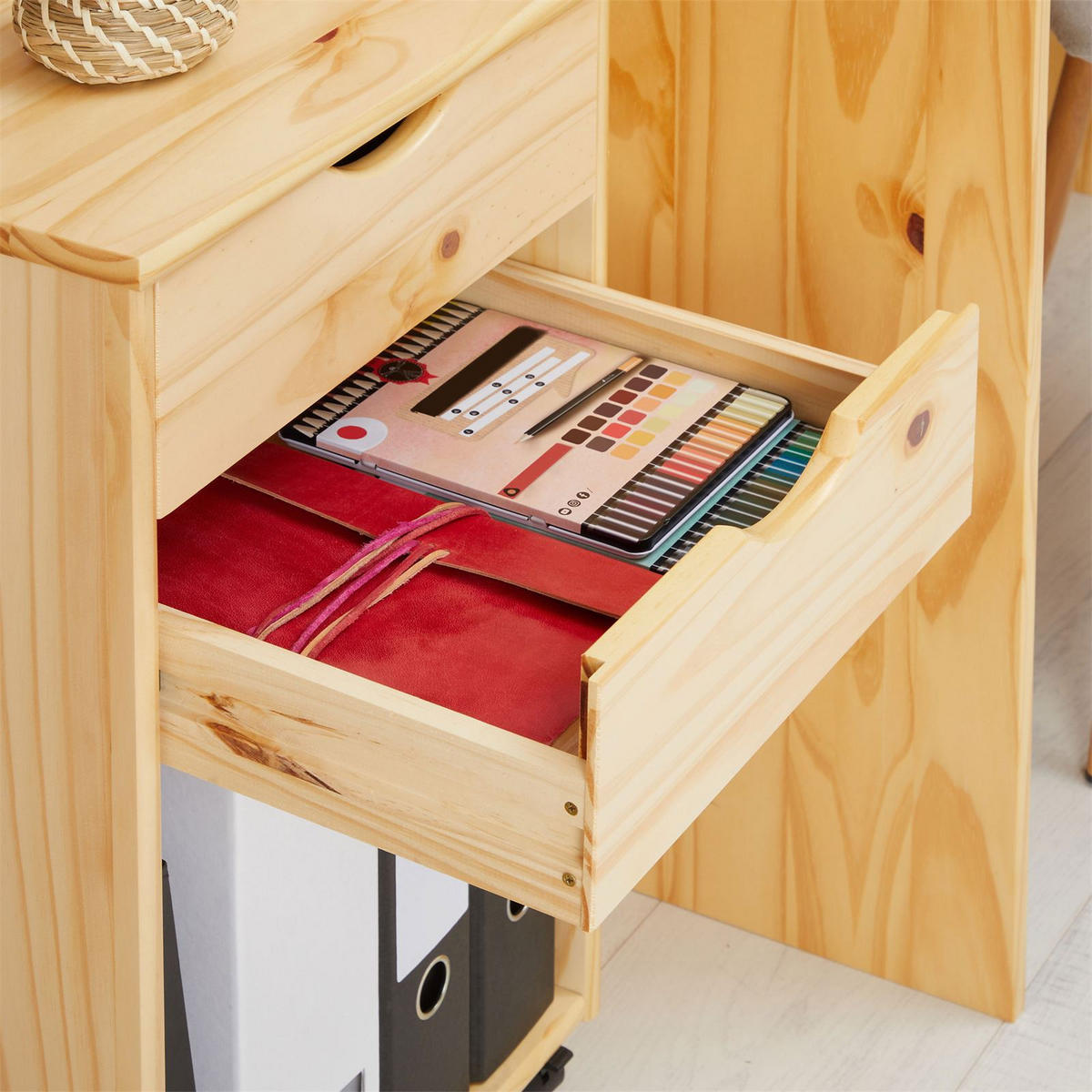 ROLLCONTAINER KANO - Naturfarben, Holz (39/65/39cm) - IDIMEX