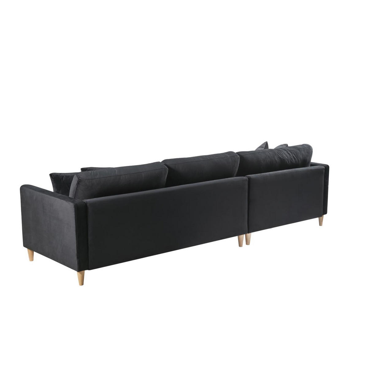 ECKSOFA Velours schwarz - Schwarz, Textil (290/177cm) - ebuy24