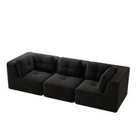 ECKSOFA 297/104/69 cm schwarz aus Cord mit modularem Design und ohne Montage - Schwarz, Textil (104/297cm) - OKWISH