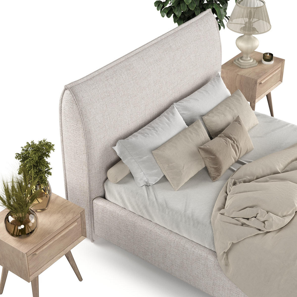 POLSTERBETT Mira 160/200 cm Hellbeige im Neve Stoff - Sandfarben/Naturfarben, Holz/Holzwerkstoff (160/200cm) - AltaBeds