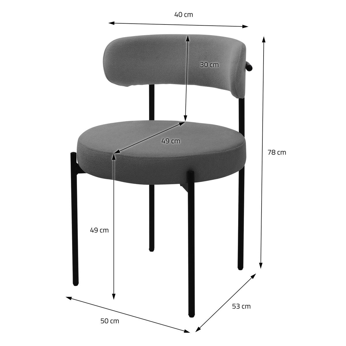 ESSZIMMERSTUHL 6er Set Teddystoff grau - Grau, Metall (53/78/50cm) - ML-DESIGN