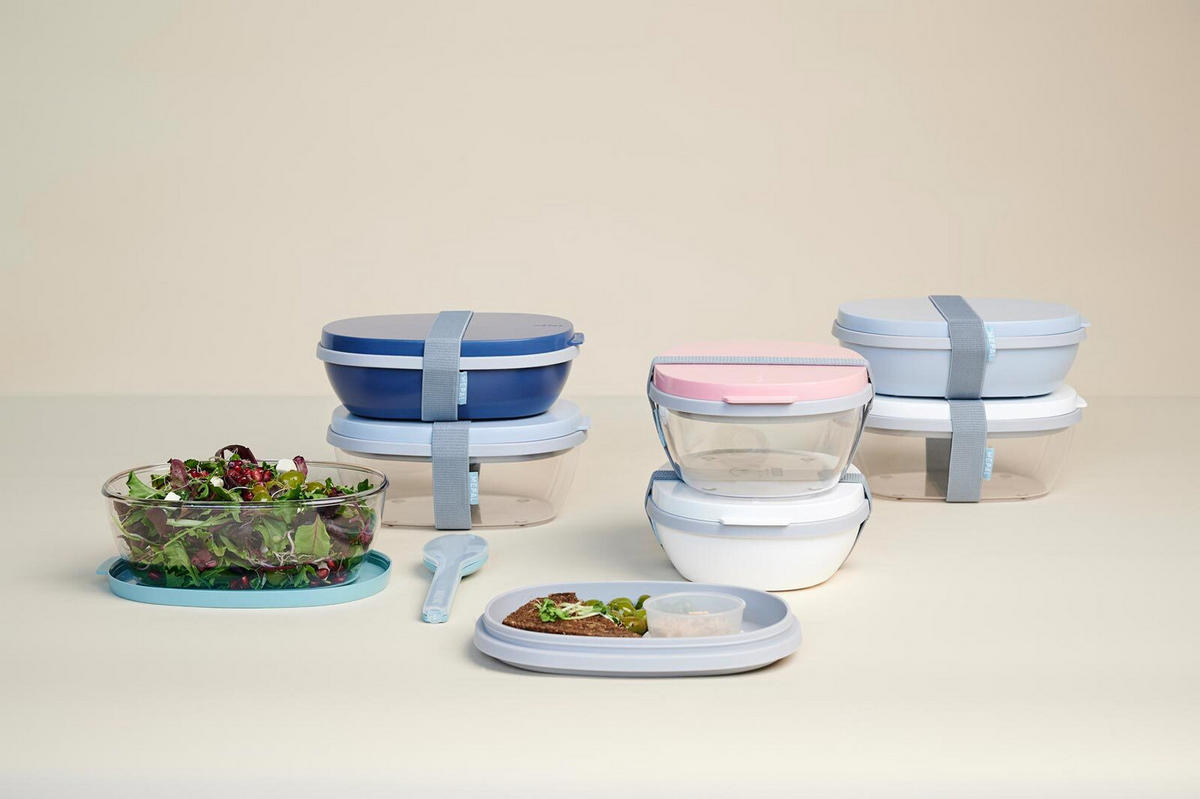 LUNCHBOX DUO Ellipse Vivid Blue 825 + 600 ml - Blau, Kunststoff (17.5/7.5/22.5cm) - Mepal