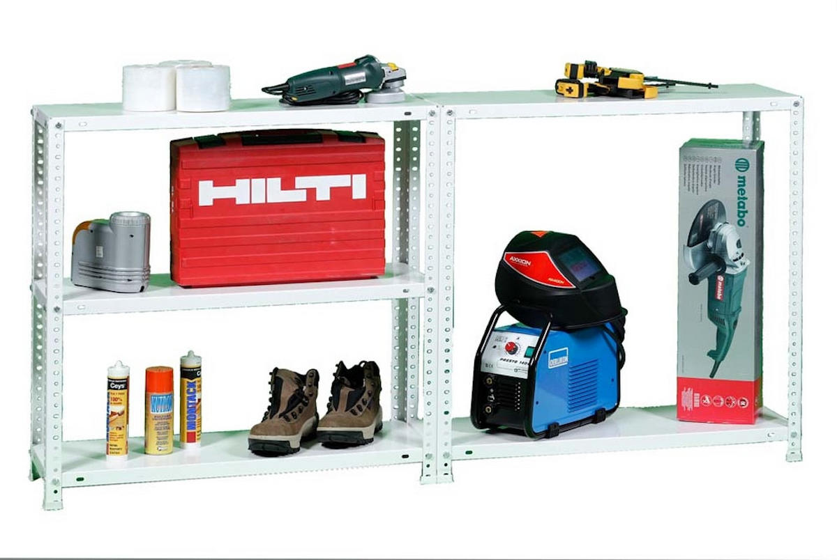 SCHRAUBREGAL PANDA TALL | HxBxT 200x110x50cm | 5 Fachböden | Fachlast 90kg | Weiß - Weiß, Metall (110/200/50cm) - PROREGAL