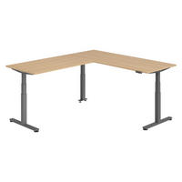 ECKSCHREIBTISCH elektrisch höhenverstellbar L-Form 240/200/74 cm in Eichefarben/Graphitfarben - Eichefarben/Graphitfarben, Holzwerkstoff (240/200/74cm) - bümö
