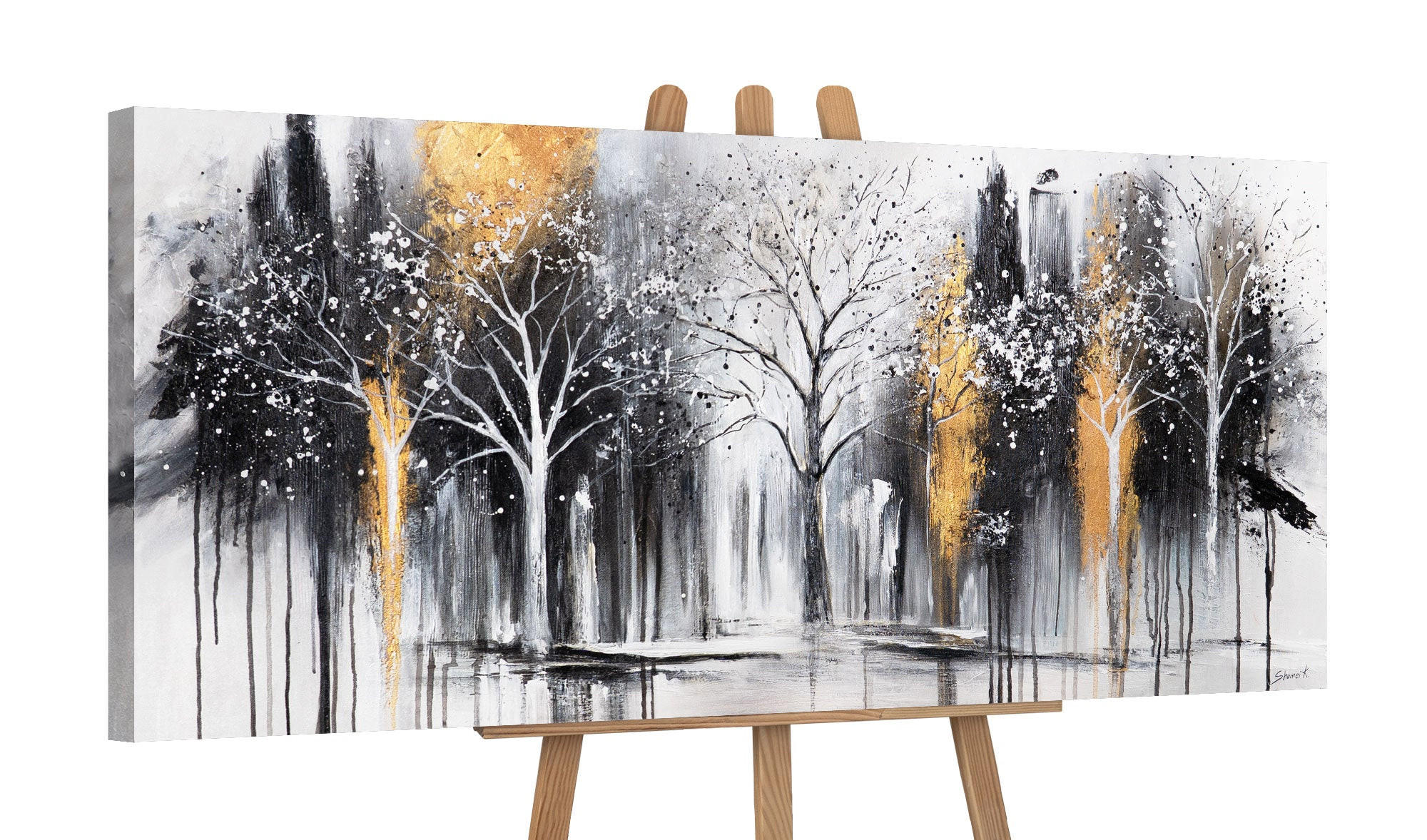 GEMÄLDE Geheimer Wald auf Keilrahmen 115x50 cm - Multicolor, Holz (115/50cm) - YS-art gallery