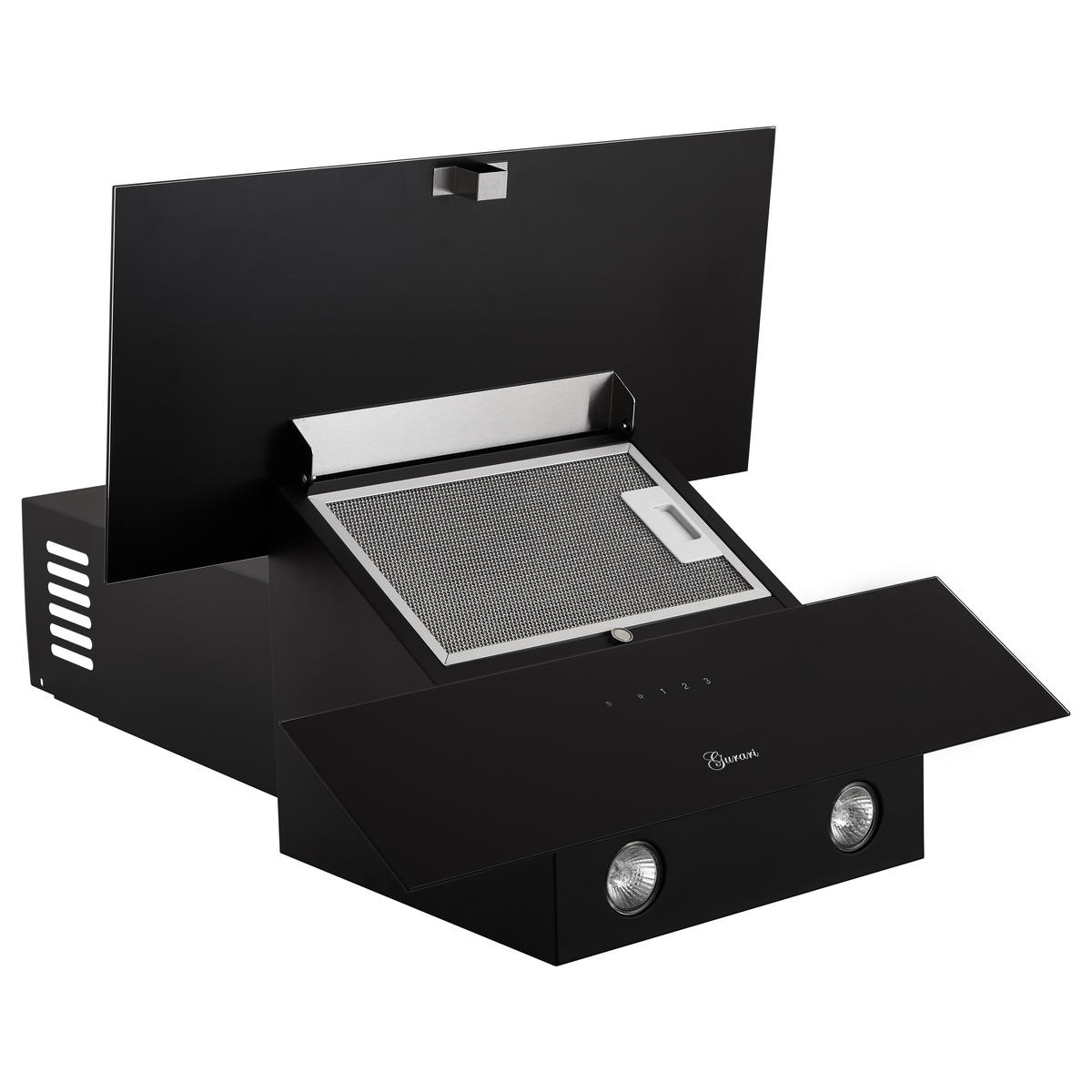 DUNSTABZUGSHAUBE GCH D 268 BL 6 Prime + Umluftset, 60 cm Schwarz Glas - Schwarz, Glas/Metall (60/37/37cm) - Gurari