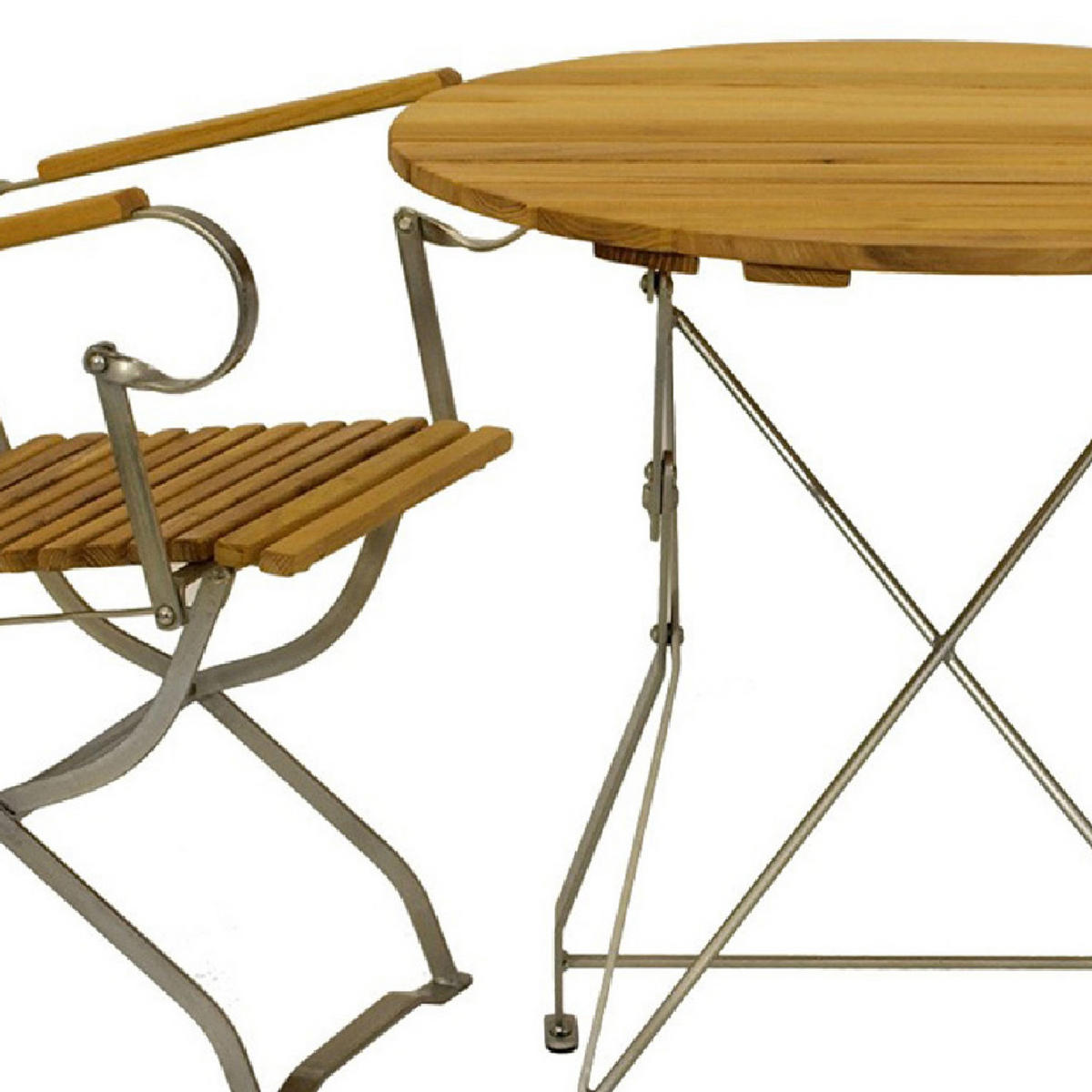 SITZGRUPPE Bad Belzig 3-teilig, Gartenmöbel Set - Flachstahl verzinkt + Robinie - Grau, Holz - TPFGarden