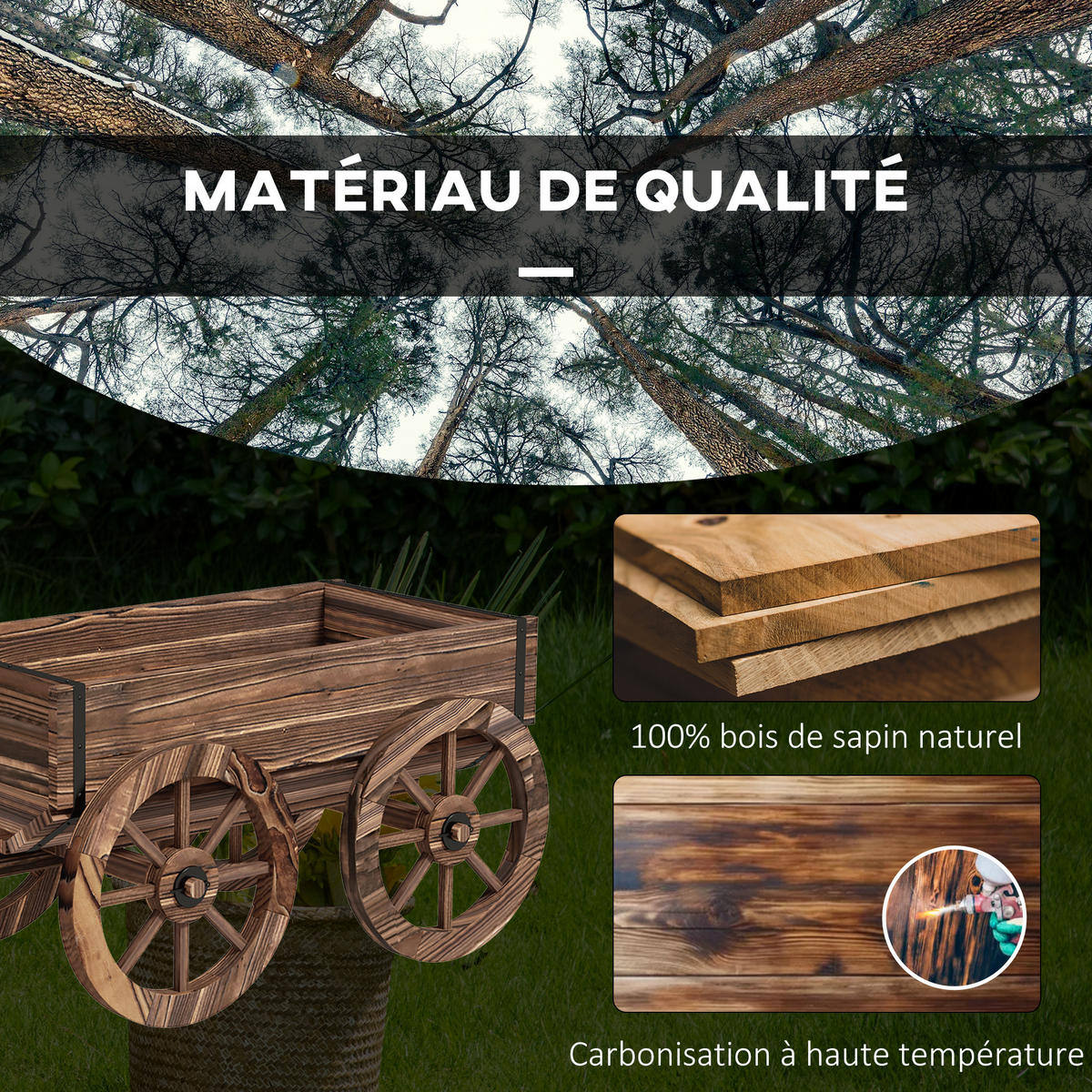 HOCHBEET DE-12265 mit Rollen u. Griff, 120/41/54 cm Braun - Braun, Holz (120/54/41cm) - ComfortXL