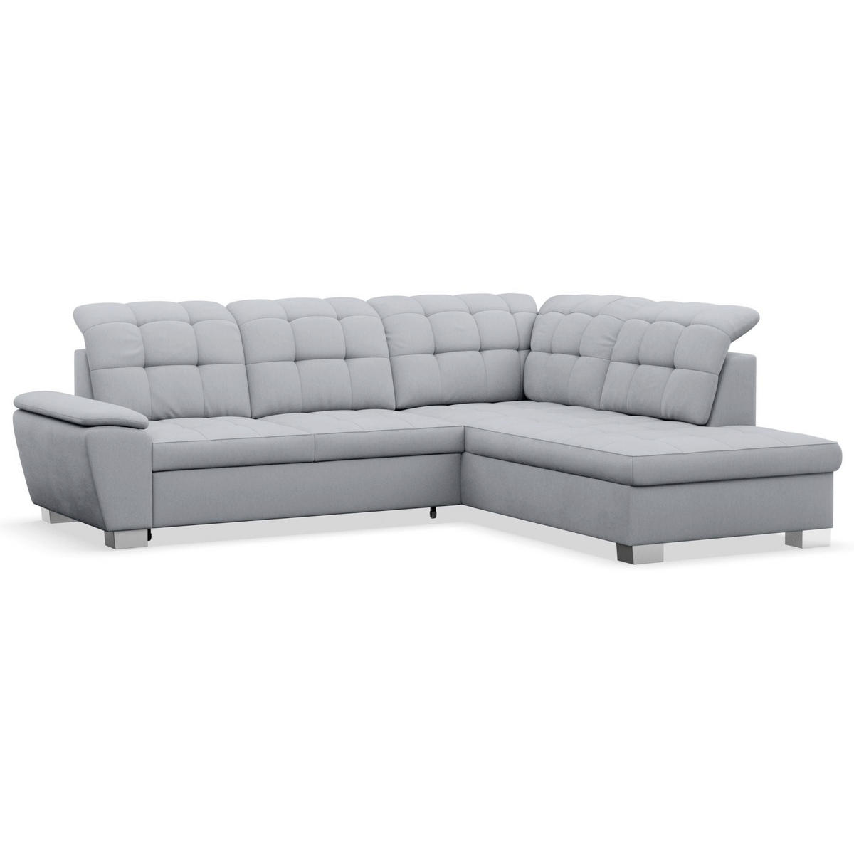 ECKSOFA Jamaal Hellgrau rechtsseitig - Hellgrau/Schwarz, Textil (212/258cm) - Selsey