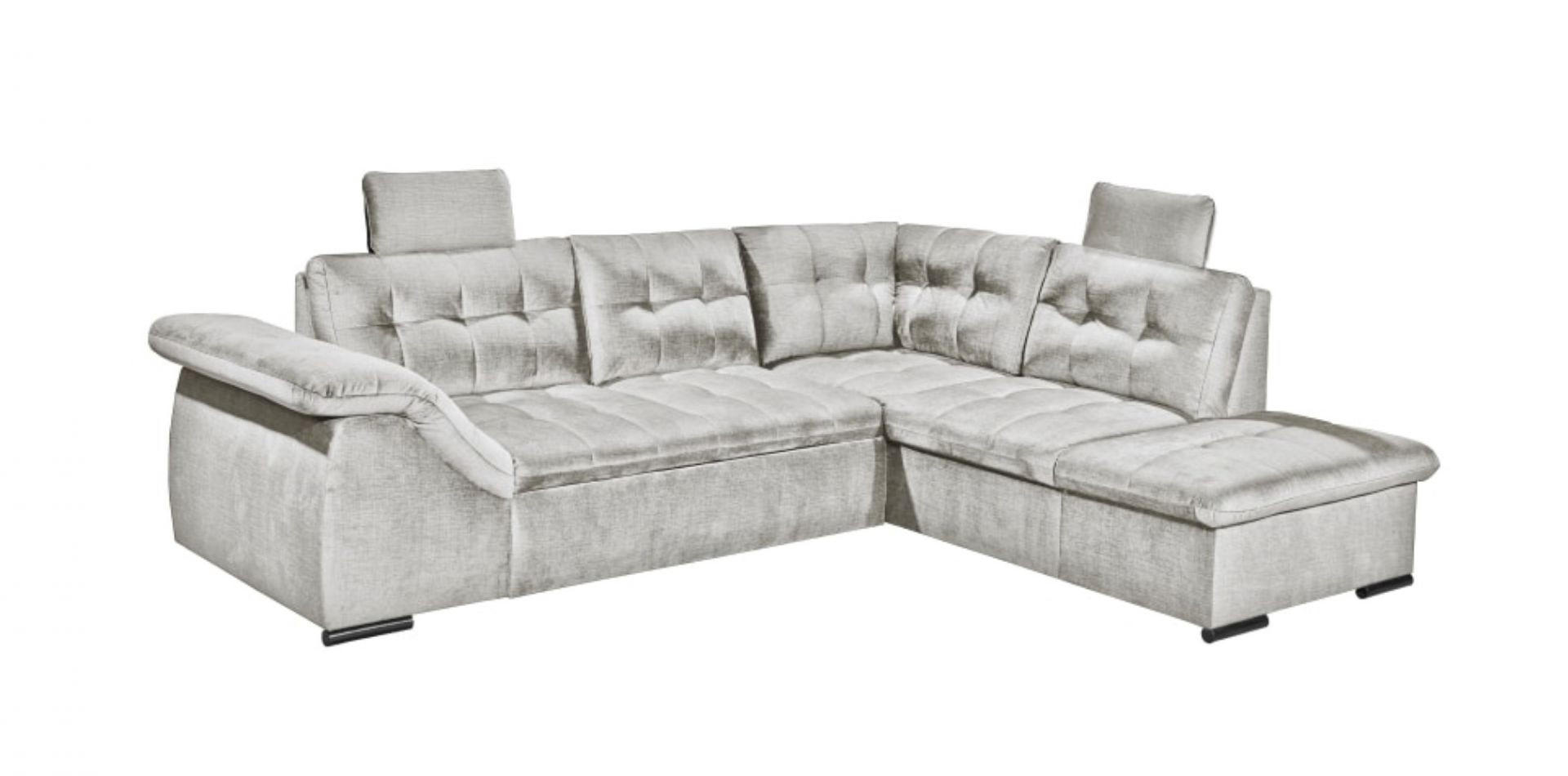 ECKSOFA mit Schlaffunktion und Bettkasten - Silberfarben, Kunststoff/Textil (217/283cm) - ed exciting design
