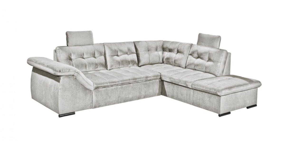 ECKSOFA mit Schlaffunktion und Bettkasten - Silberfarben, Kunststoff/Textil (217/283cm) - ed exciting design