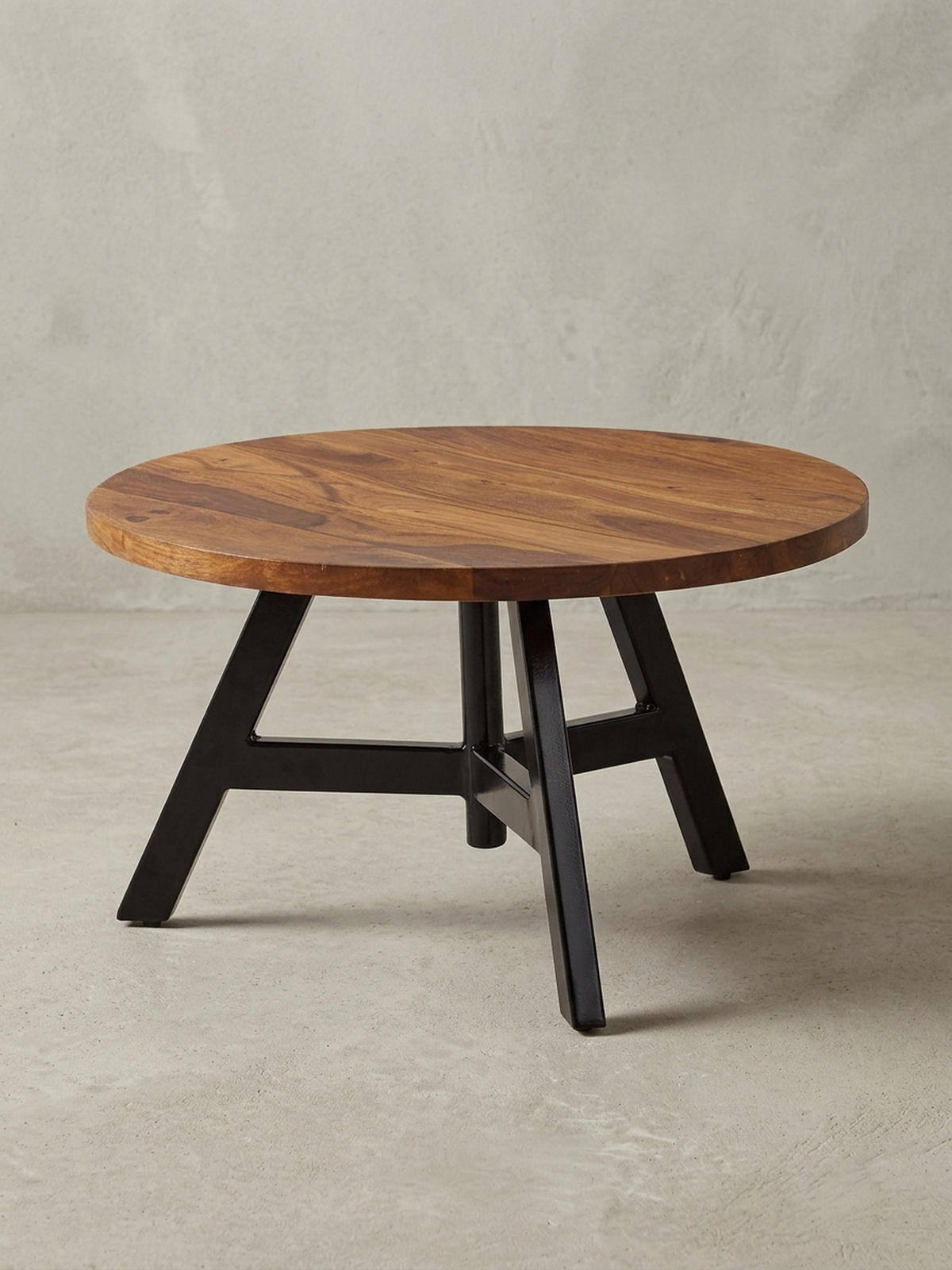 COUCHTISCH aus Sheesham Massivholz mit Metallgestell, Maße 60x60x35 cm - Schwarz/Braun, Holz/Metall (60/60/35cm) - KADIMA DESIGN