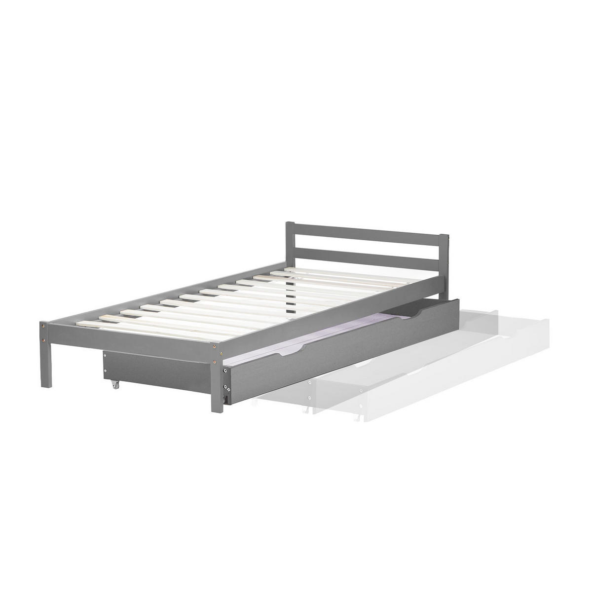 BETTSCHUBKASTEN Grau 173 x 63 - Grau, Holz - Homestyle4u