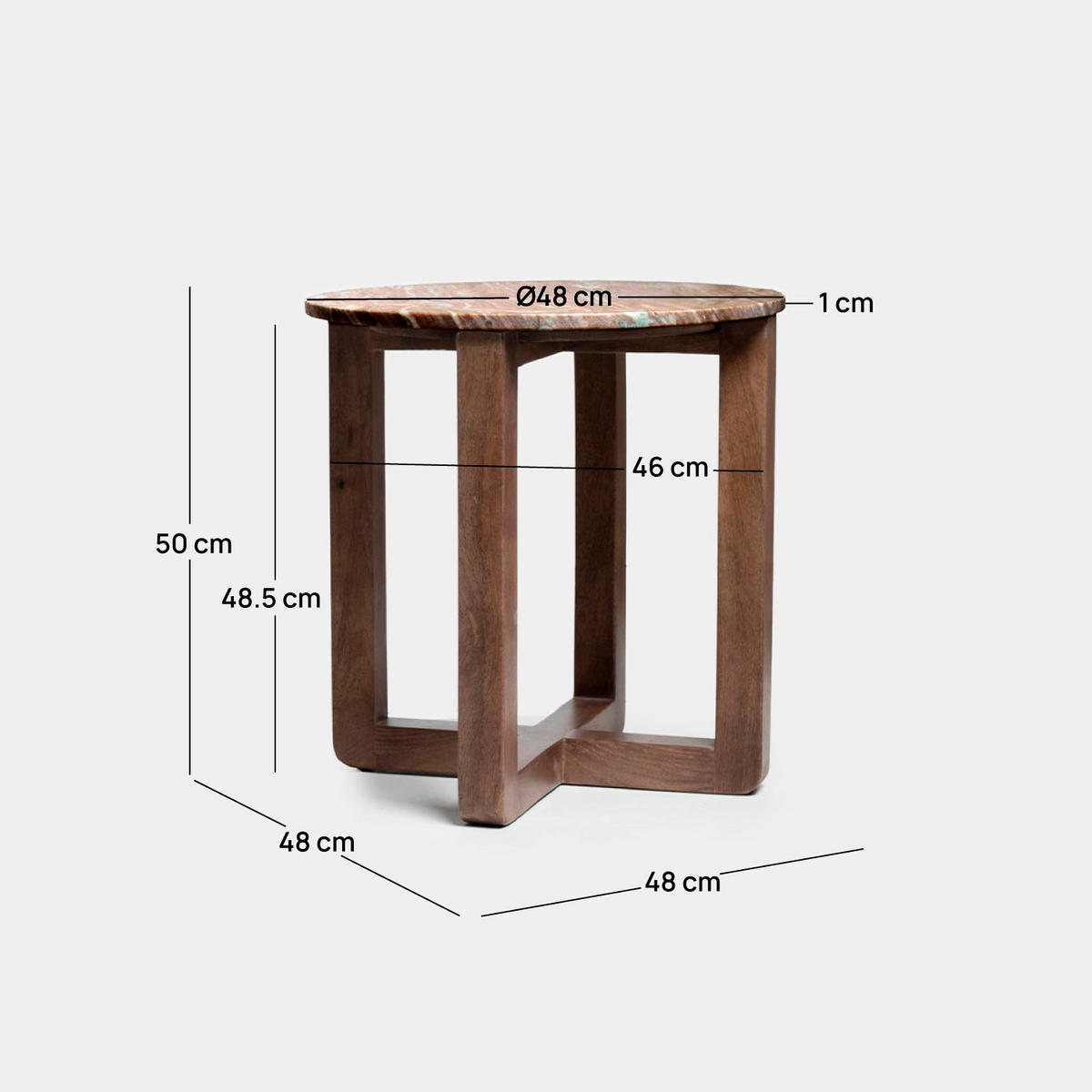 BEISTELLTISCH Vinh Walnuss 48 cm x 50 cm - Walnussfarben, Stein (48/50/48cm) - Klast Home
