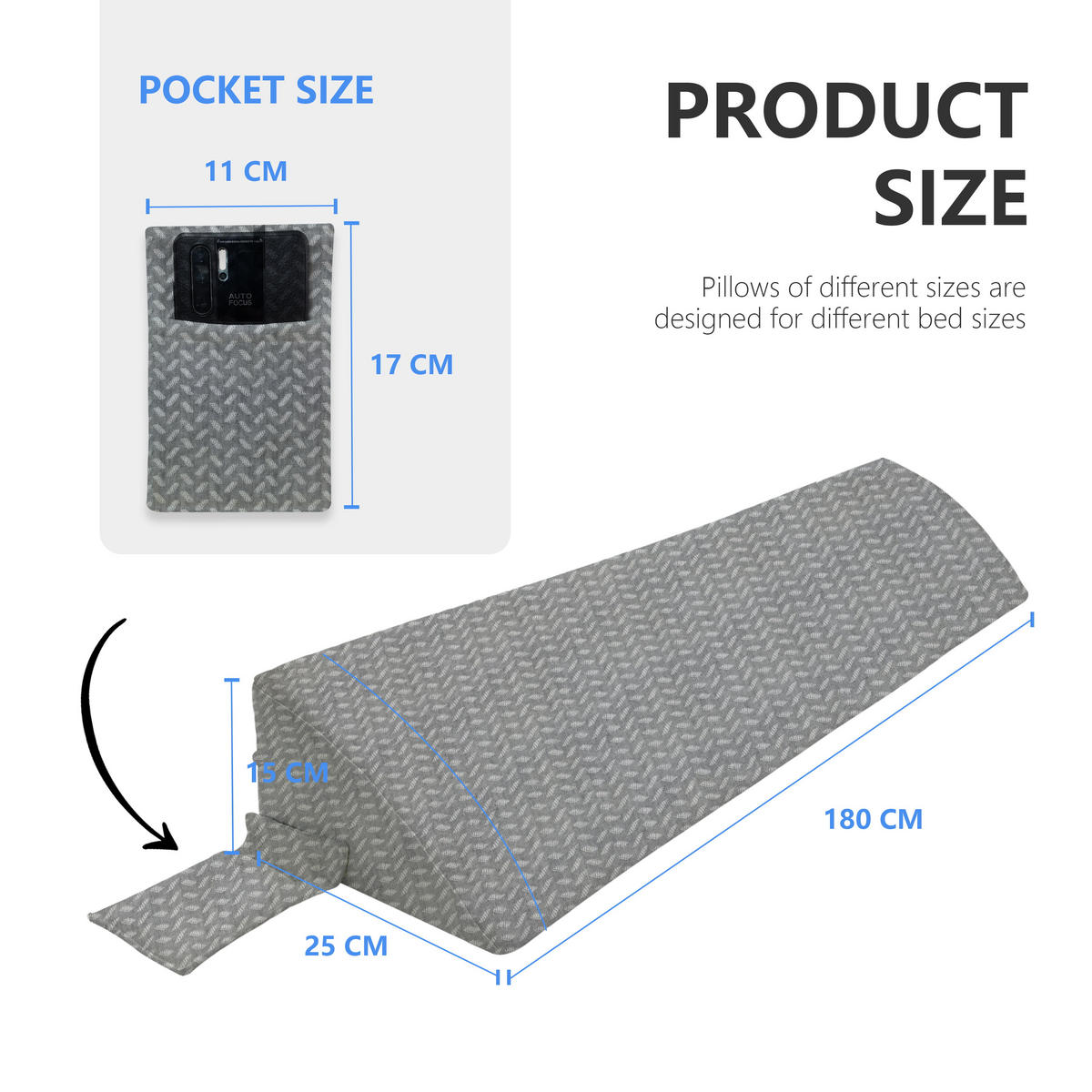 KEILKISSEN Kopfstütze - Grau, Textil (25/180cm) - Vercart