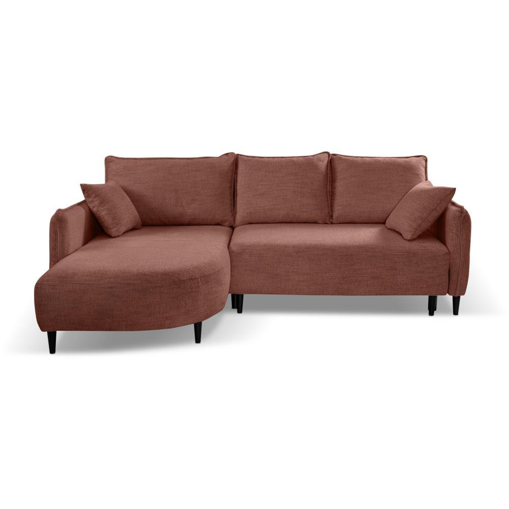 ECKSCHLAFSOFA Sycylia links rot - Rot/Schwarz, Textil (244/165cm) - Beautysofa