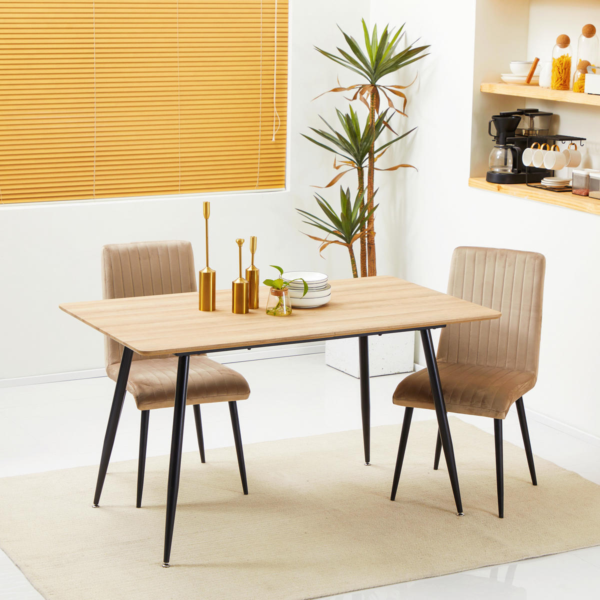 ESSTISCH Küchentisch Esszimmertisch für 4 Personen, Speisetisch mit Stahlbeine - Naturfarben, Holzwerkstoff/Metall (140/80/76cm) - HOMCOM